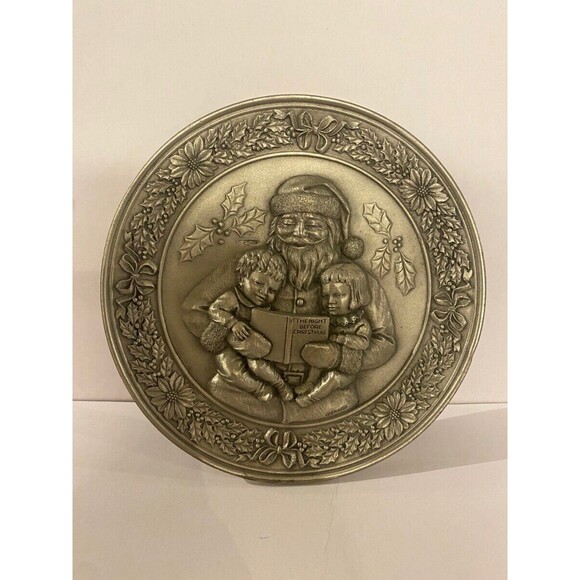 Vintage Collectible Hudson Santa Claus PEWTER Christmas Plate - Picture 5 of 9
